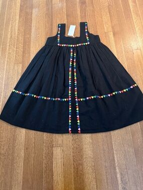 NWT Stella McCartney Girls Dress, Size 14, Black Hearts Embroidery